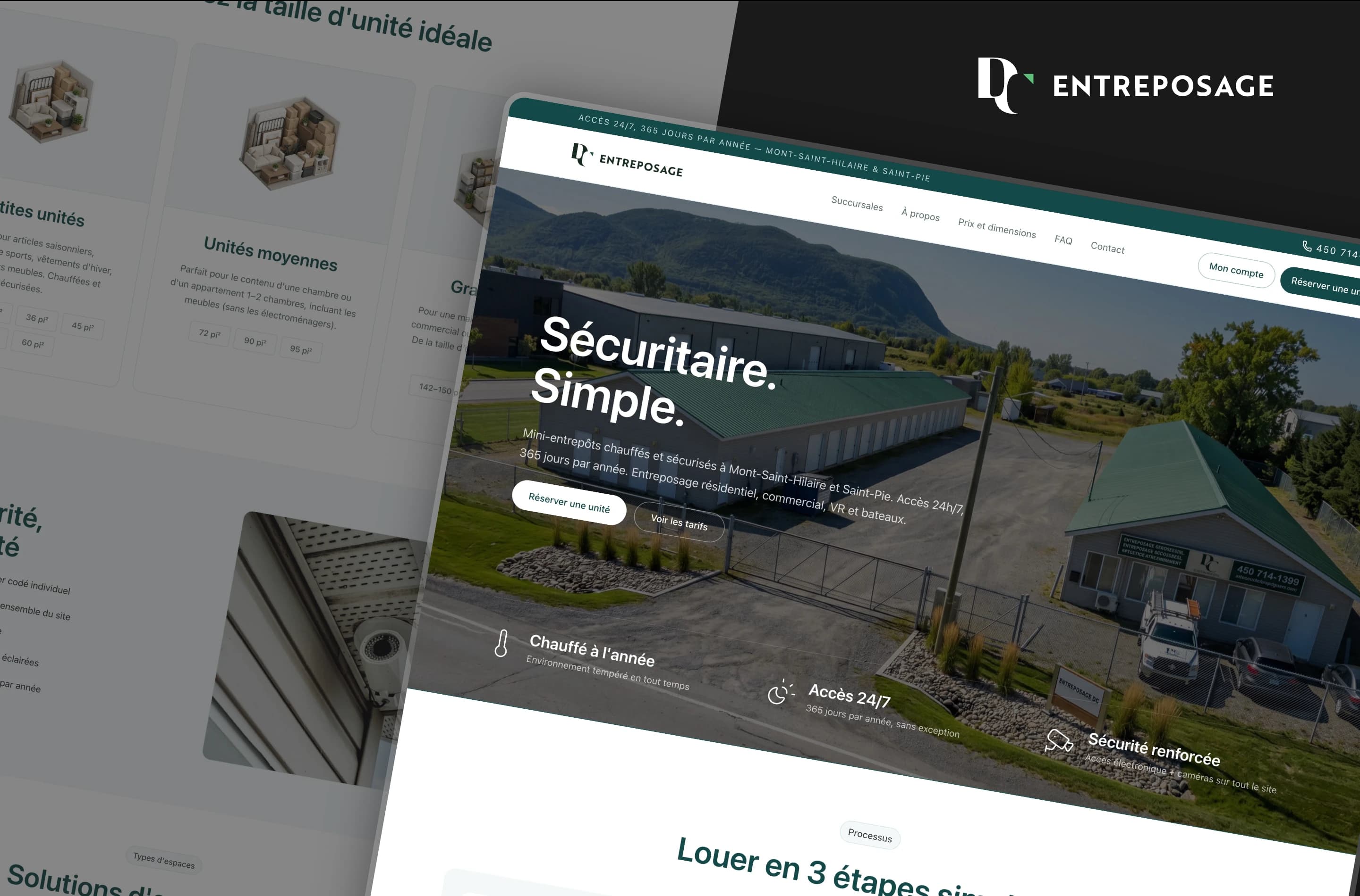 Aperçu du site Entreposage DC
